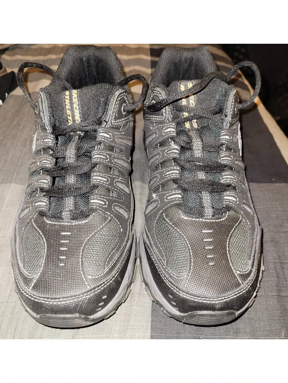 Skechers After Burn Memory Fit Men's 9.5 Wide Black Walking Work Shoes 50125EWW